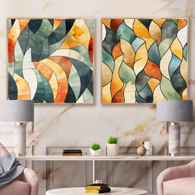 Clintona - Abstract Shapes Square Collage Set Of 2
