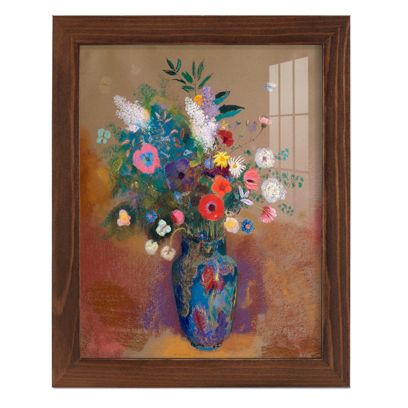 Bouquet de fleurs - encadré, H 11 po x l 9 po x P 1 po, Châtaigne