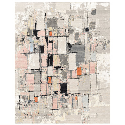 Handmade Silk and Wool Abstract Area Rug