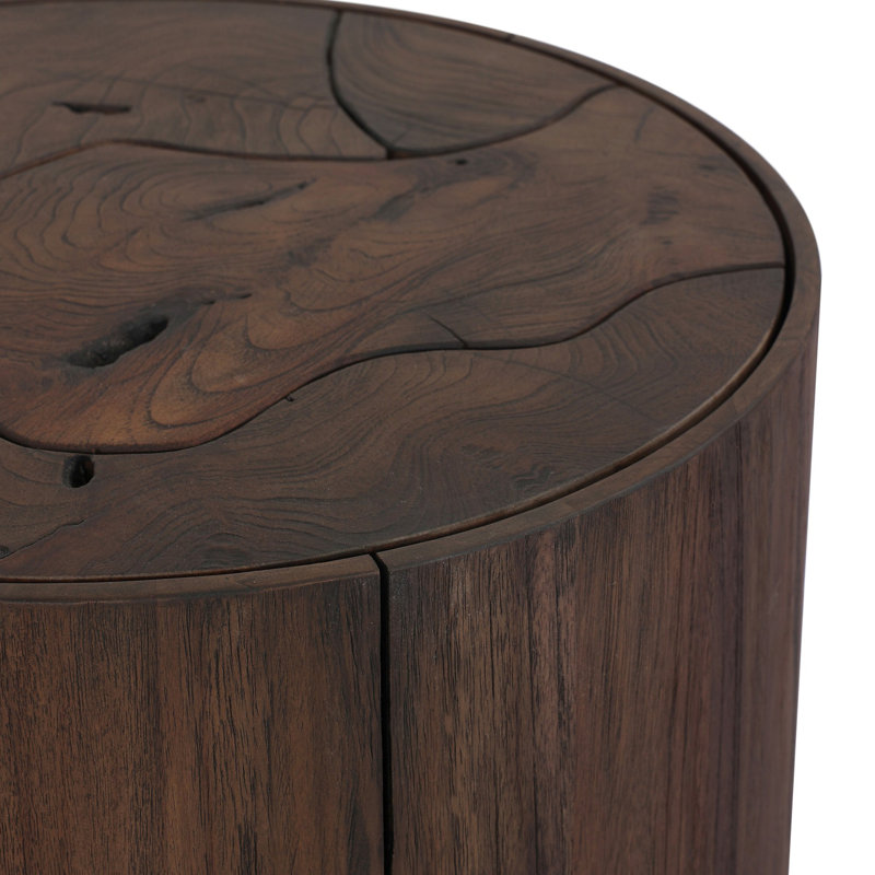 Ridge Outdoor End Table-Stained Saddle Brown