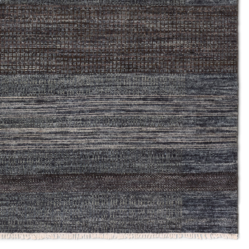 Jaipur Living Edern CEN01 Handknotted Stripes Black Area Rug (9'x12'), Rectangle 9' x 12'