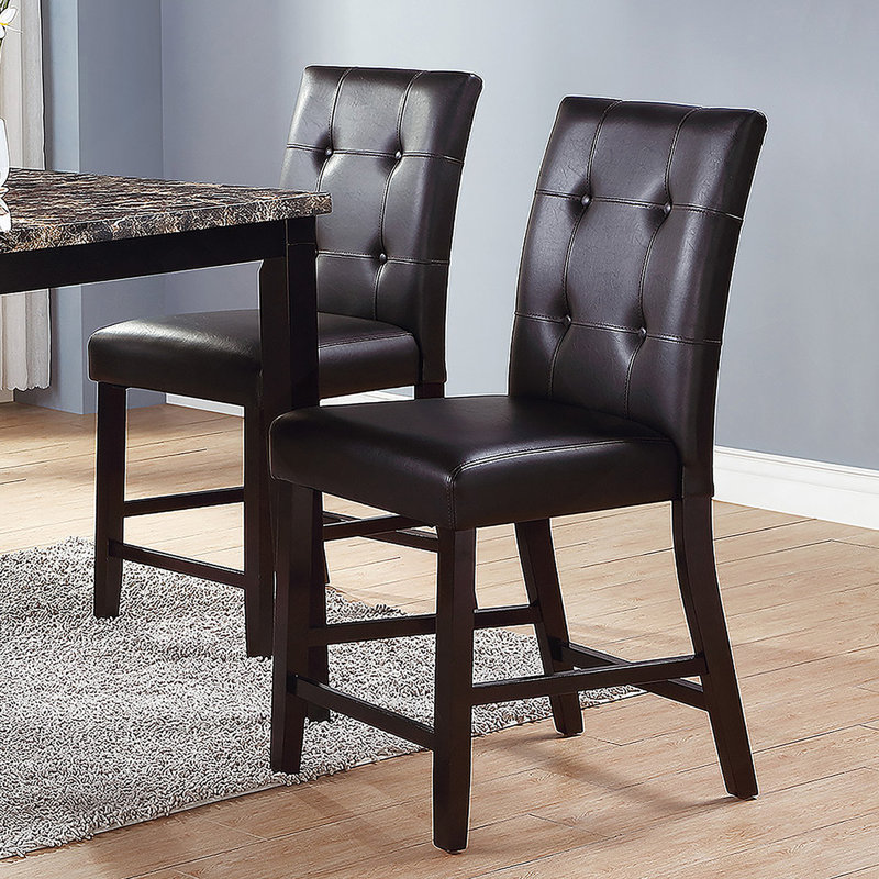 Ensemble de 2 chaises à hauteur de comptoir rembourrées Leroux, finition espresso