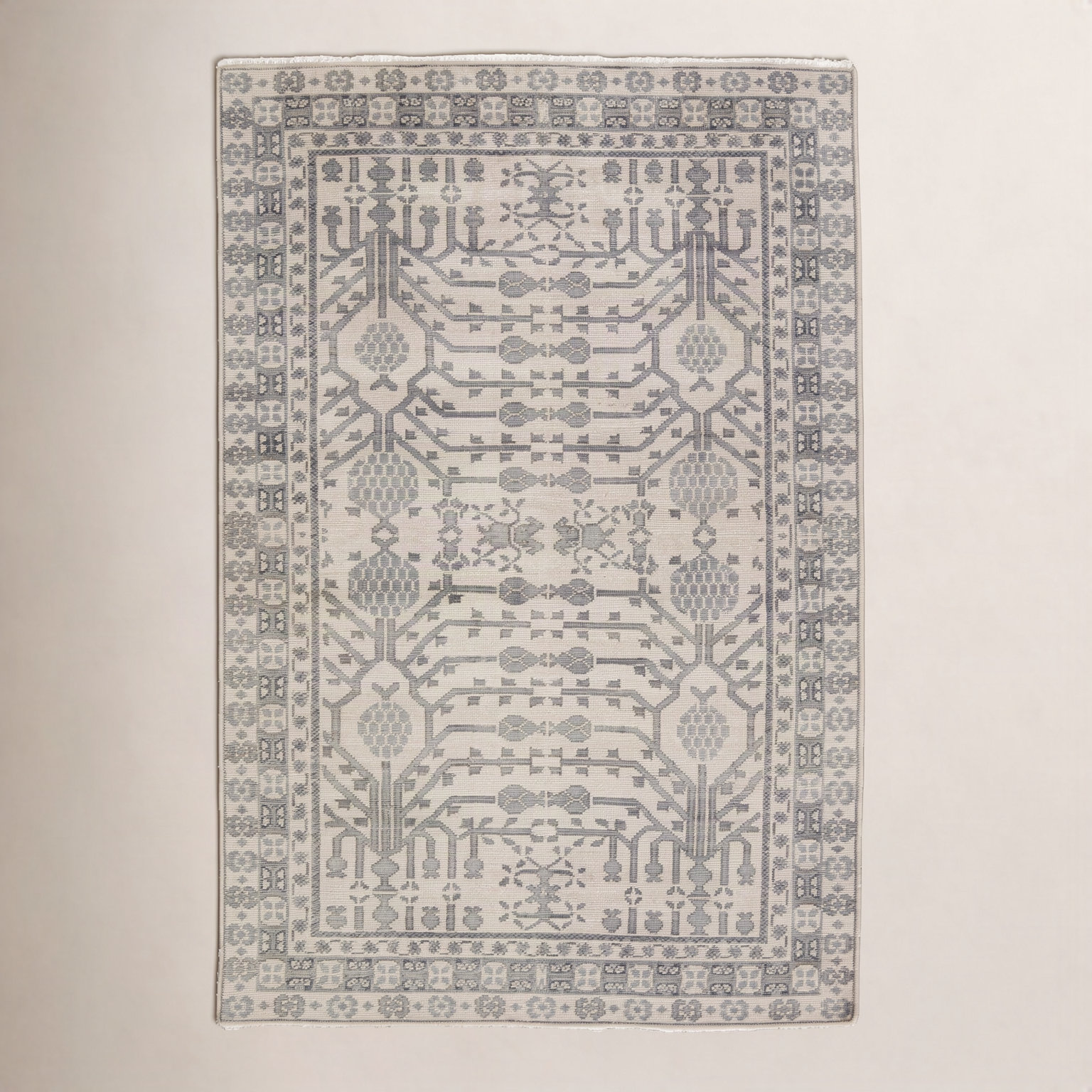 Gray Hand-Knotted Wool Oriental Rug, Runner 3' x 10'