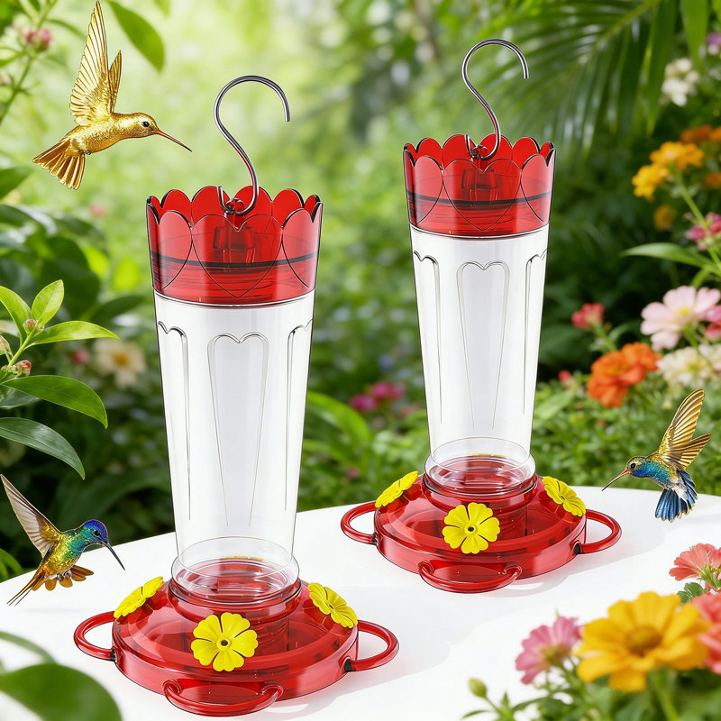 Mangeoire en plastique pour colibris, paquet de 2 mangeoires pour colibris et fourmis 14 oz pour suspendre à l'extérieur, cadeau pour la fête des Mères