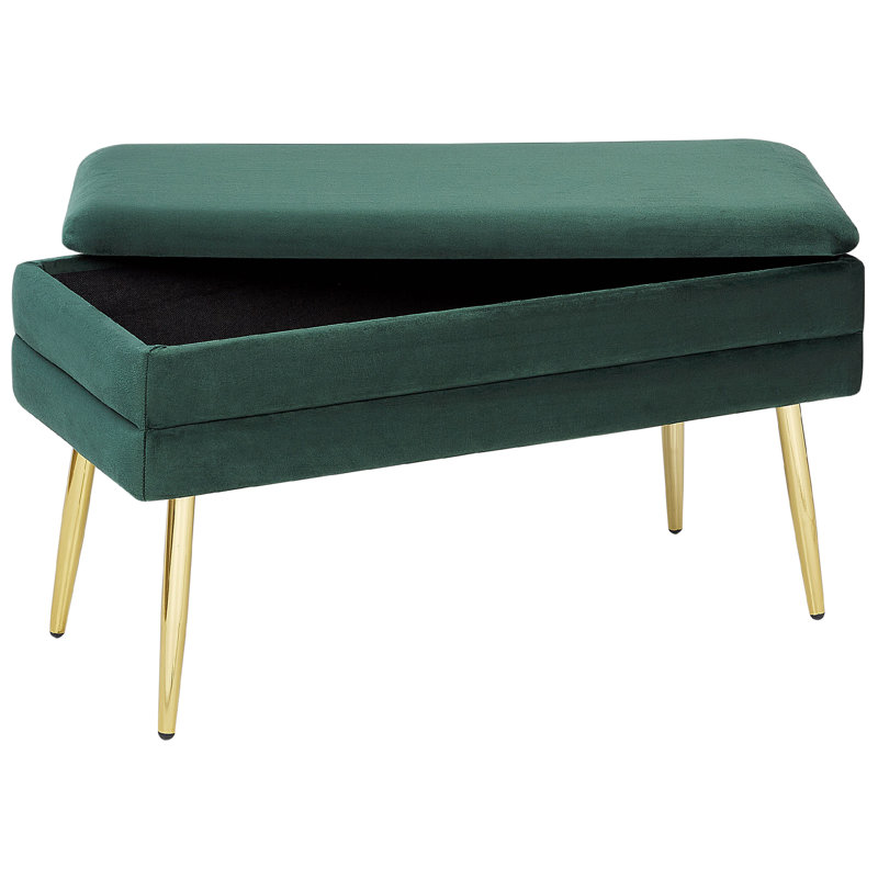 Alicija Velvet Upholstered Storage Bench, Green