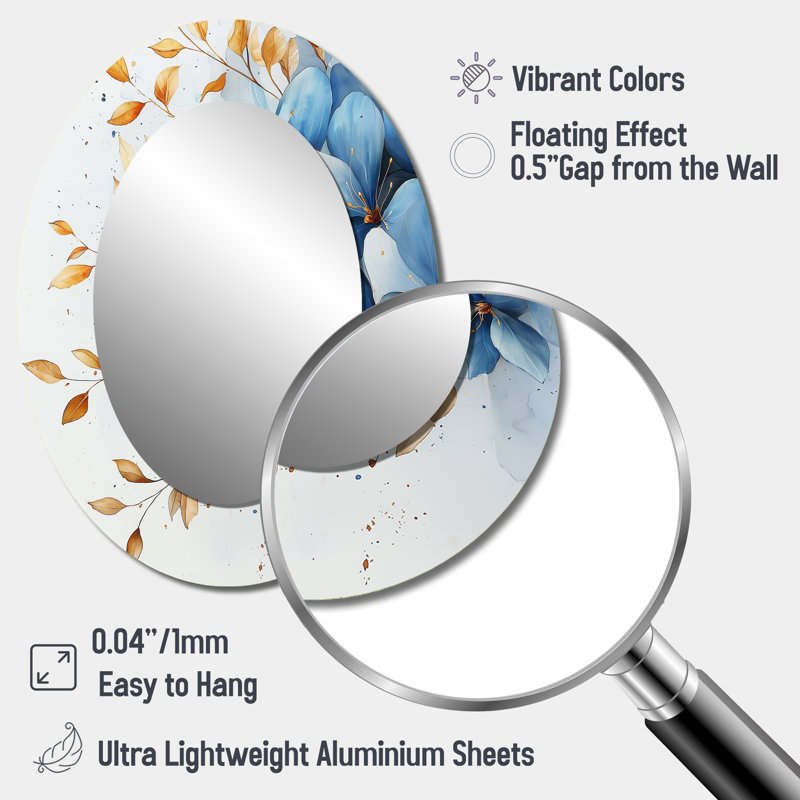 Plumeria Radiance - miroir mural bleu, 40 po x 30 po
