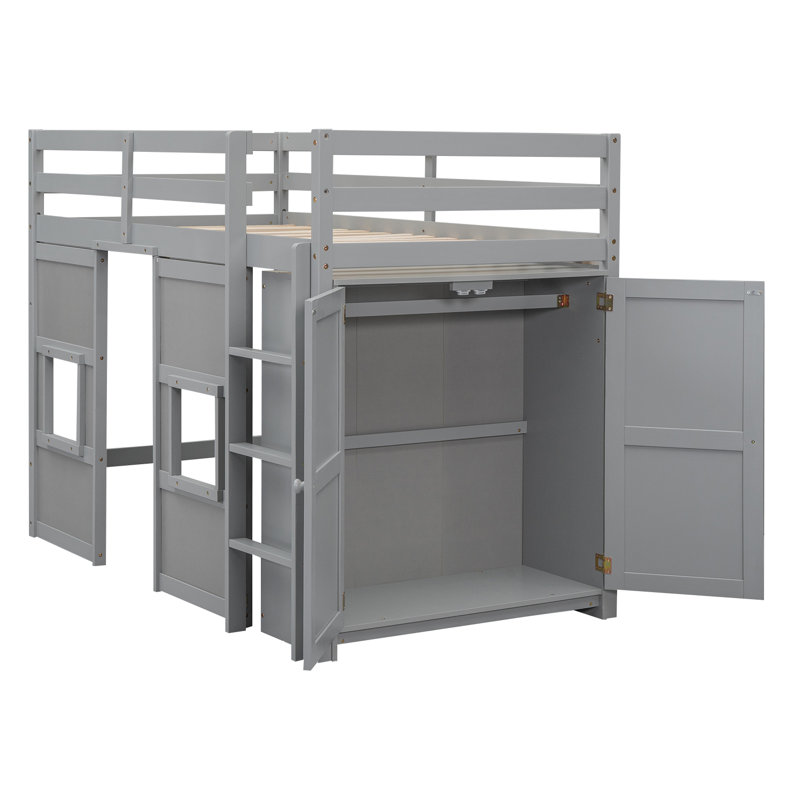 Lit mezzanine simple pour enfants Jakhi, gris