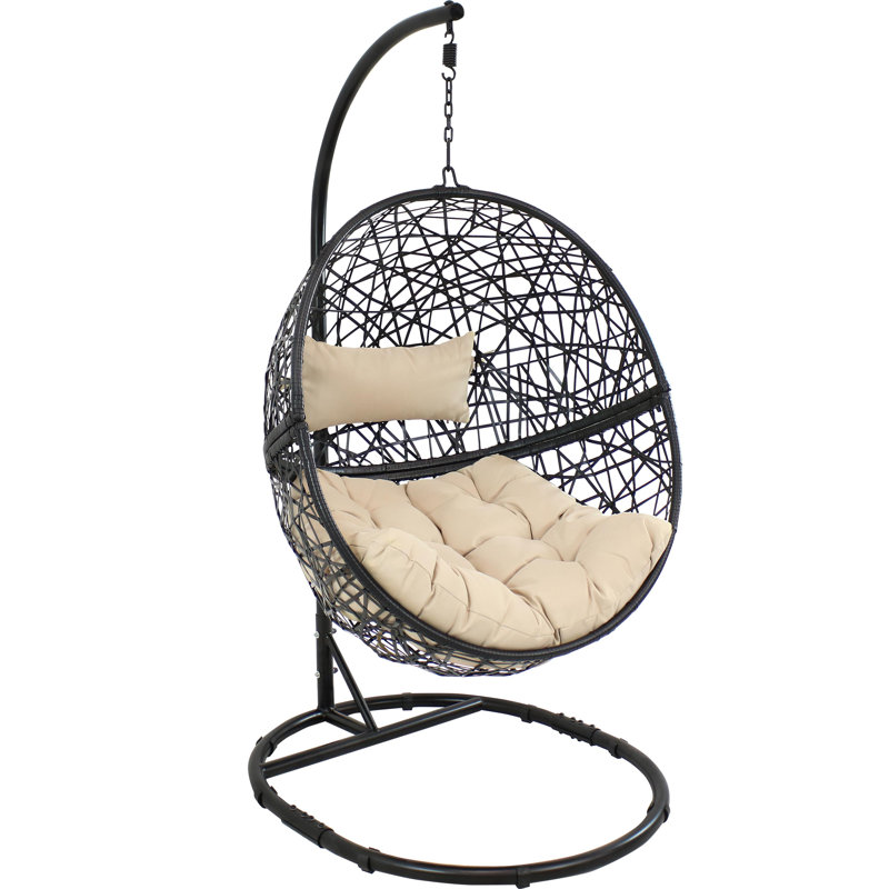 Chaise suspendue en résine tressée avec coussins et support Culloden - Crème, Crème