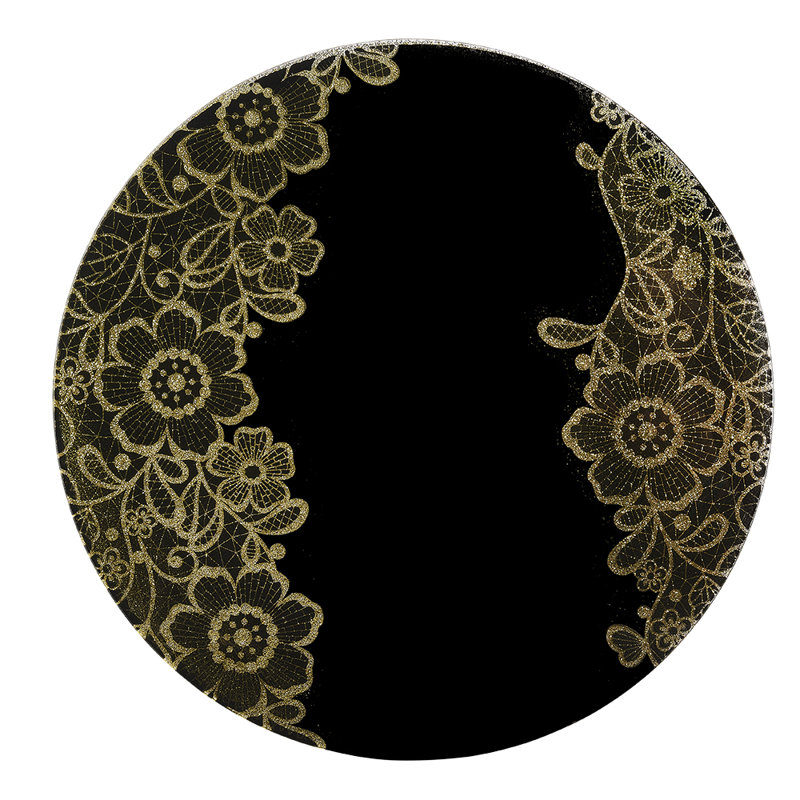 Gold And Black Flower Glass Elegant Placemat