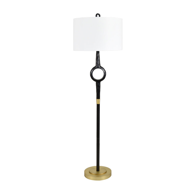64.5" Metal Floor Lamp With White Shade
