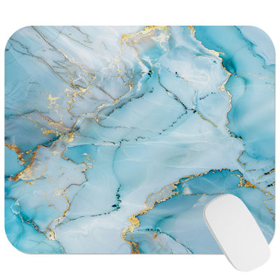 Abstract Blue Crystal Marble Geode VI Geode Modern Gaming Cute Office Laptop Desk Pad Gift Mat Square Rectangle Non-Slip Mousepad