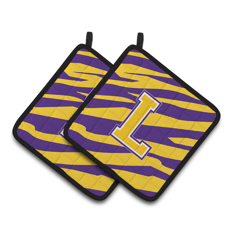 Tiger Stripe Potholder, Violet / Or, L