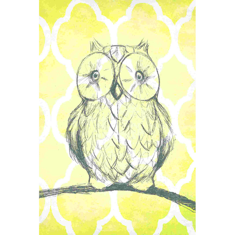 Hibou à motif simple - peinture sur toile tendue, H 12 po x l 8 po