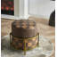 Repose-pieds rond en cuir véritable 18 po-415878974