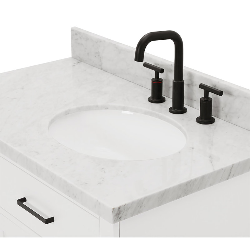ARIEL HEPBURN 37 IN RIGHT OFFSET RECTANGULAR SINK VANITY 1,5 IN, Right, Oval, White