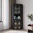 Metal Tall Corner Pantry Storage Cabinet With Acrylic Glass Doors & 1 Open Bar Shelf For Kitchen & Living Room-1514491357