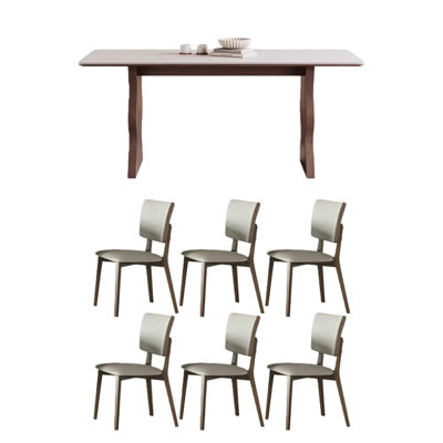 Table de salle à manger avec pieds en bois massif de granit