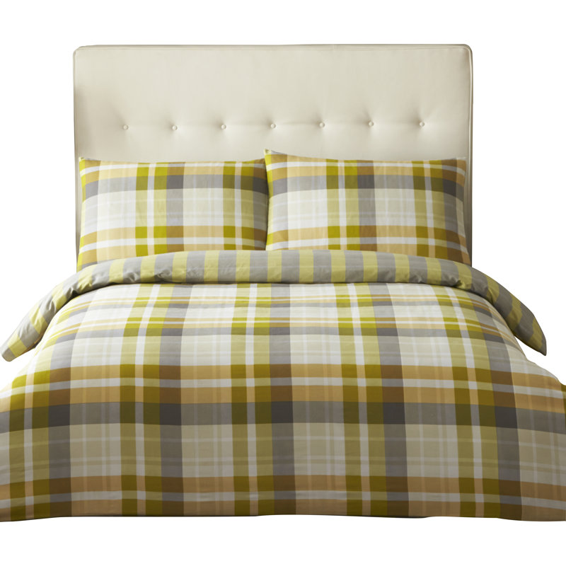 Willems Plaid Duvet Cover with Pillowcases, Single - 1 Standard Pillowcase, Teal