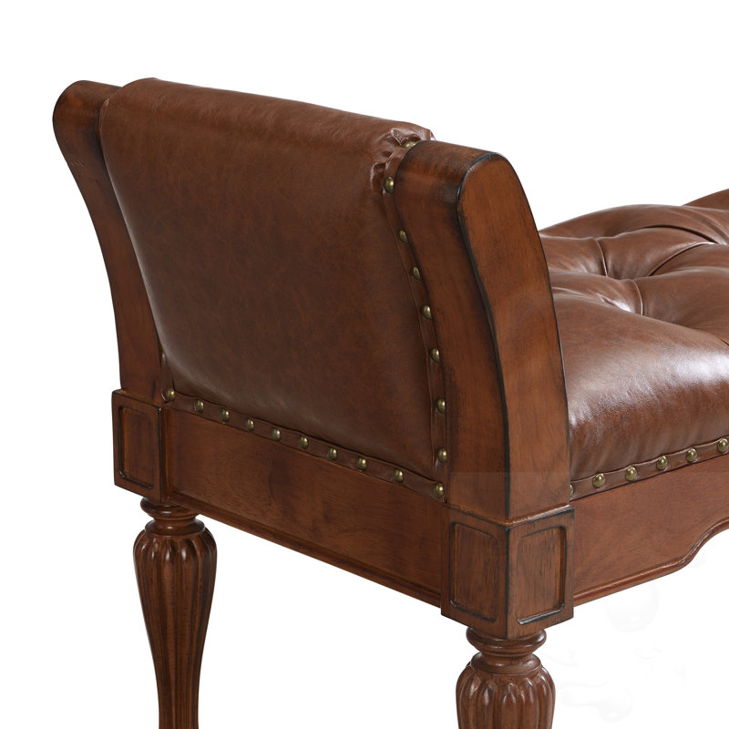 Banc touffeté avec coussin, Brun-roux, Brun-roux