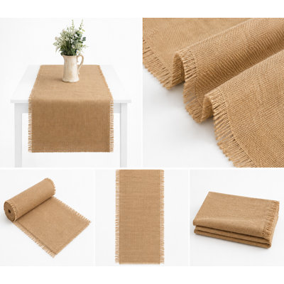 12" x 90" - Natural Burlap Table Runner Rustic Farmhouse Table Décor