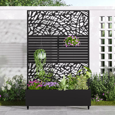 Boîte à fleurs en métal avec treillis et roues Willow