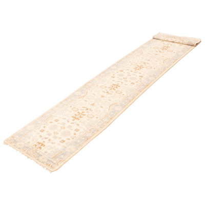 Alizette One-of-a-Kind Runner 2'8" X 18'6" New Age Runner Wool Area Rug in Cream
