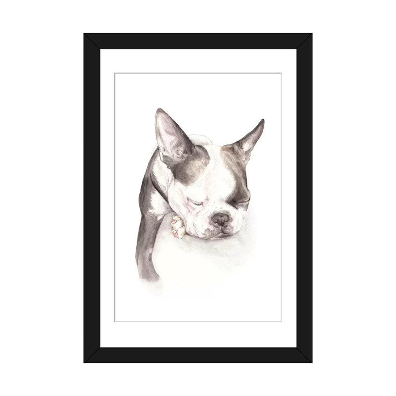 «Boston Terrier Sleeping» par Wandering Laur - Estampe numérique sur toile tendue, H 24 po x l 16 po x P 1 po