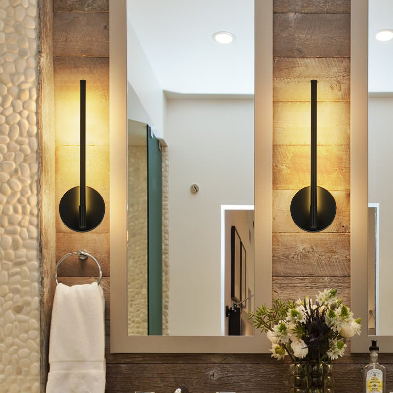 Modern Linear Integrated LED Matte Black Vanity Light,3000K Warm Light Damp Rated for Bathroom, Hallway, Entryway
