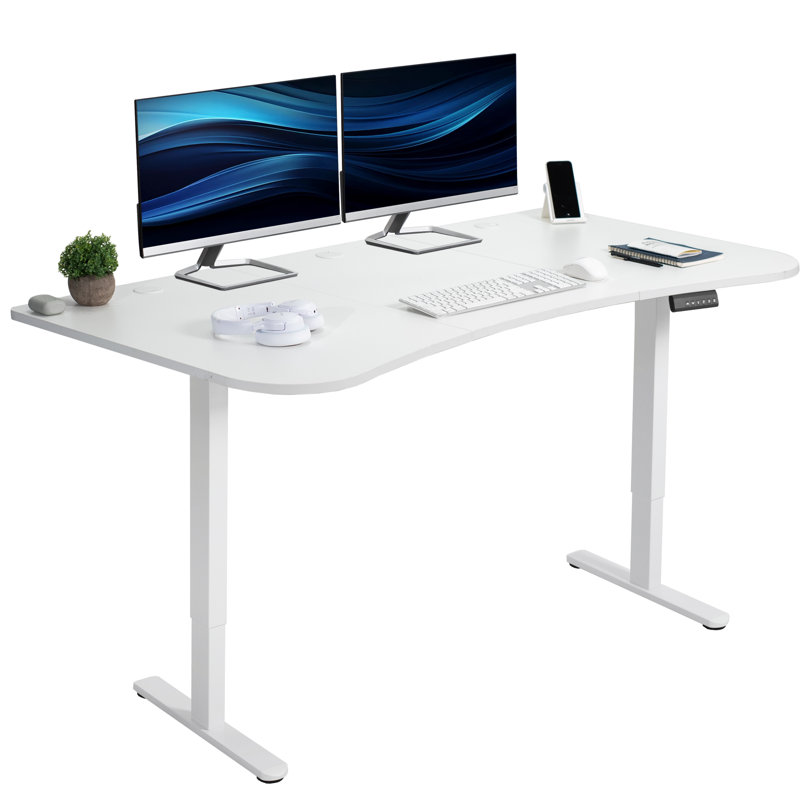 Bureau debout électrique 63 "x 32" VIVO, série E2B1B, Blanc / blanc