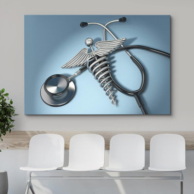 Rendu 3D, médecin, stéthoscope, caducée, art médical, santé, remise en forme, décoration murale