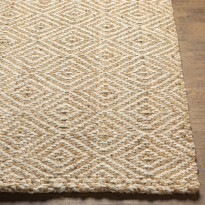 Tapis beige en jute tressé à la main Anelja, Rectangle 6 pi x 9 pi