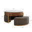 Table basse ronde en noyer fritté avec plateau relevable moderne avec placage de rangement caché et plateau en pierre frittée