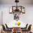 6-Light Farmhouse Geometric Chandelier, 21.65" Adjustable Height Matte Black Pendant Light with Acrylic Shade for Dining Room, Living Room