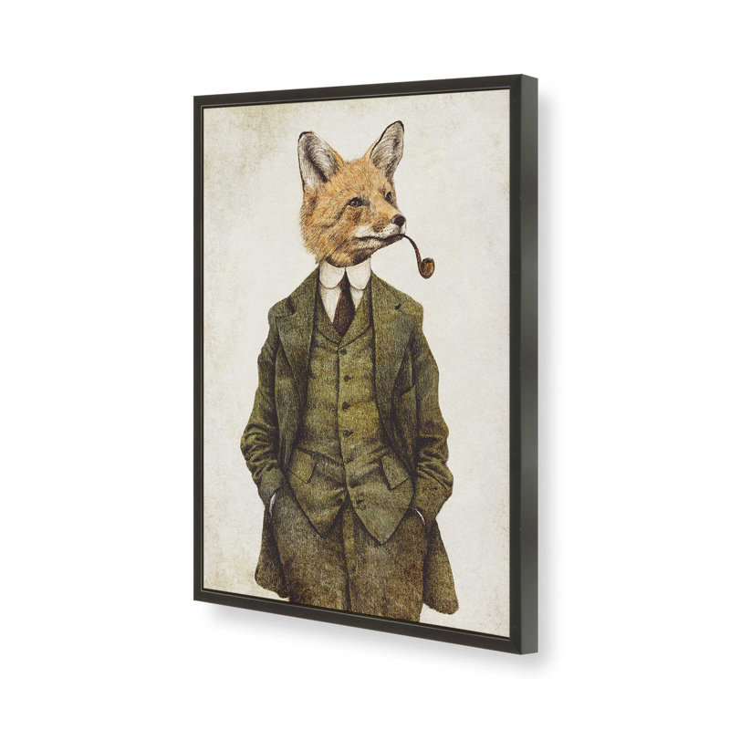 «The Fox» par Mike Koubou, reproduction d'art sur toile, Noir, H 16 po x l 12 po