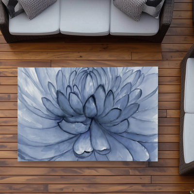 Blue Petals Flower Rug | Living Room Outdoor Home Decor