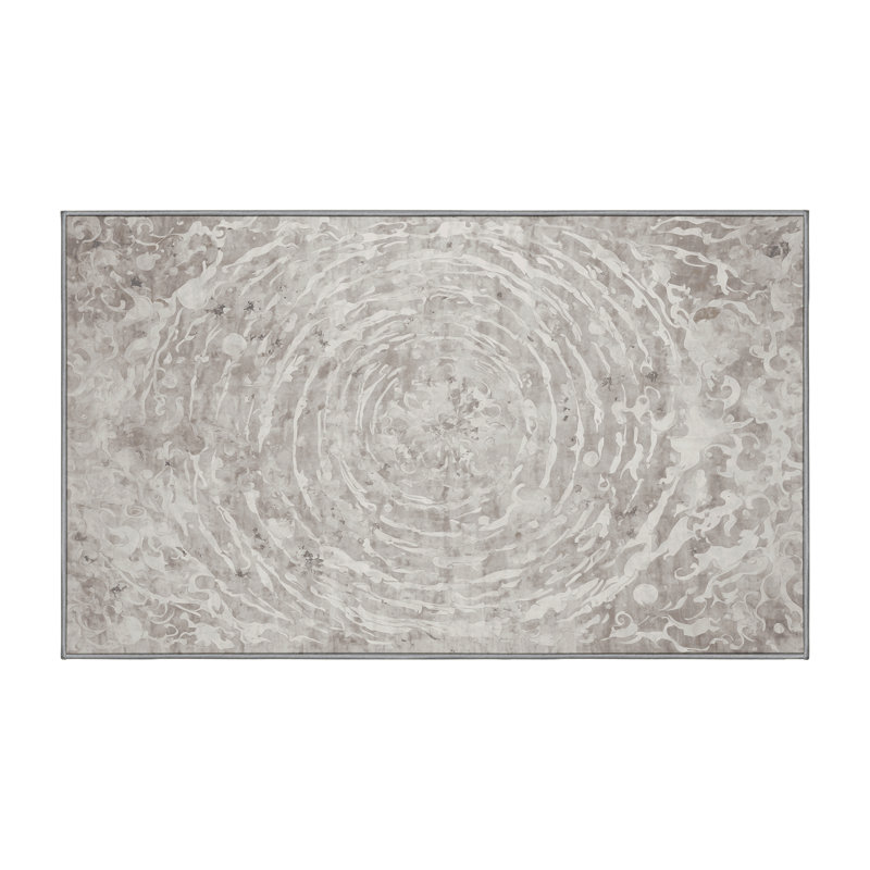 Machine Washable Gray Area Rug, Runner 2' x 4'