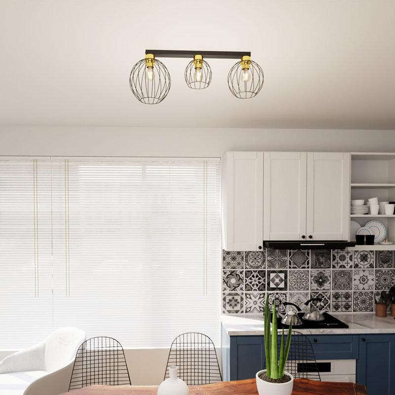Alyessa Flush Mount, Matte Black/Gold