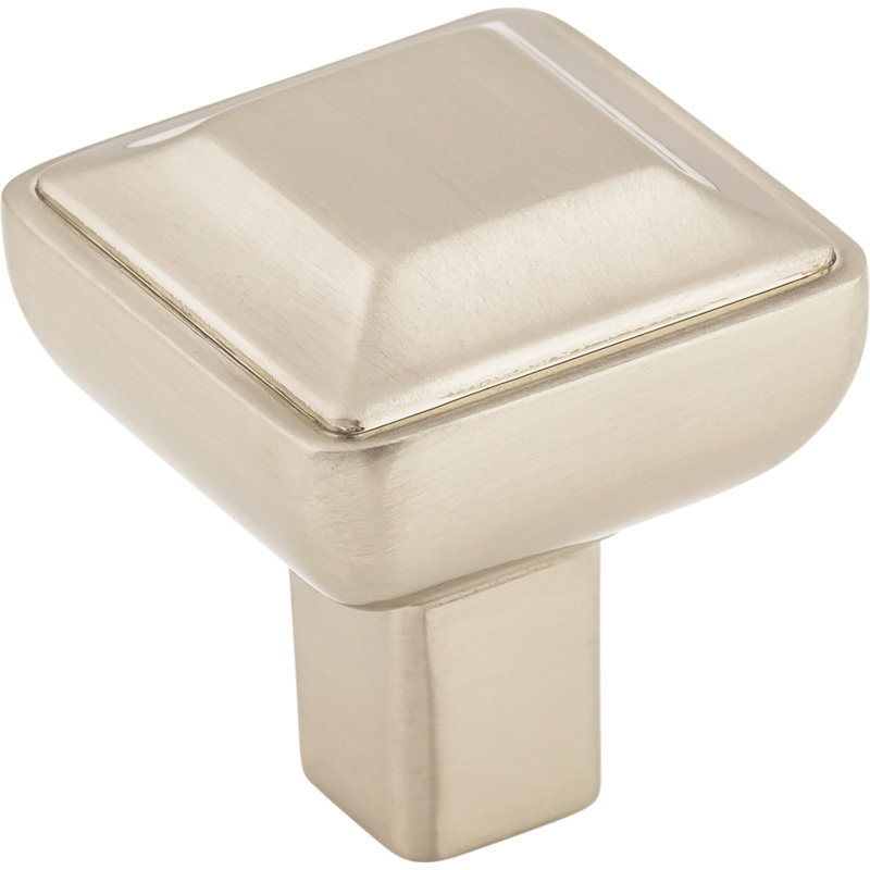 Podium Square Knob, 1" Length, Brushed Satin Nickel