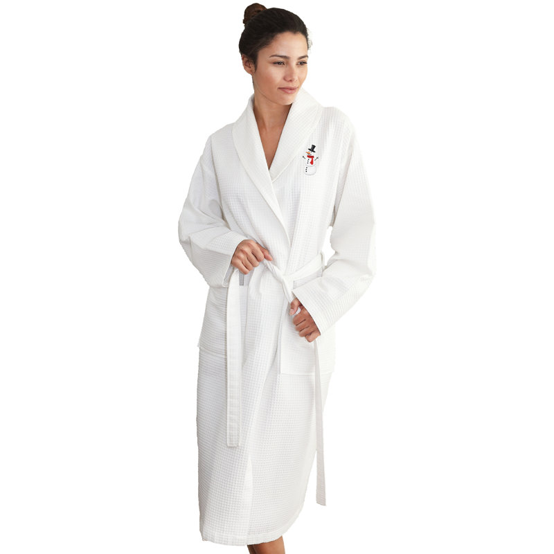 Peignoir à tissage brodé 100% coton bonhomme de neige, H 47 po x L 20 po
