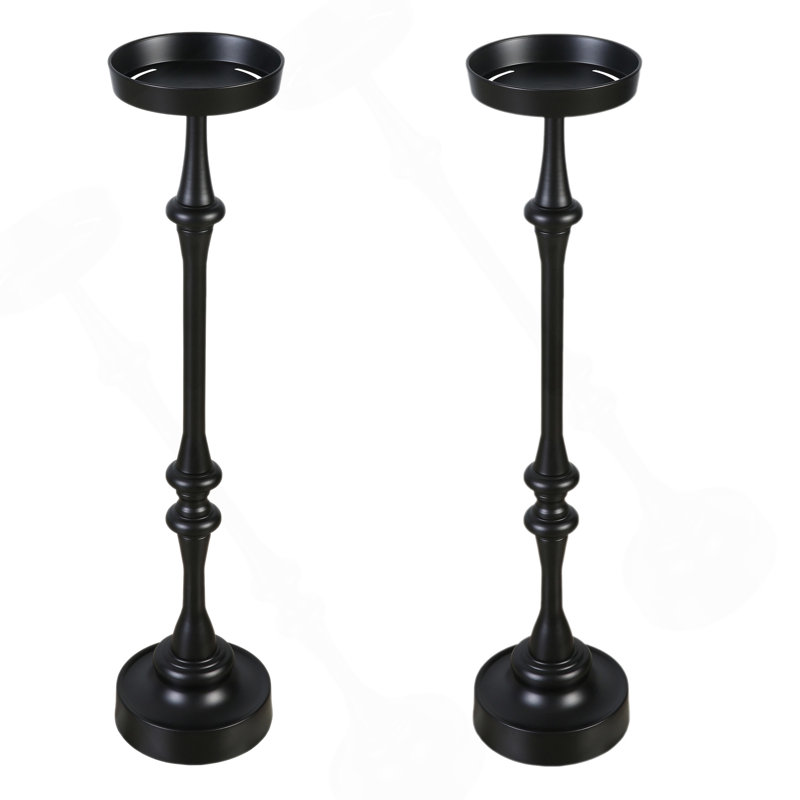 26 po Tables d'appoint en acier Martini, intérieur / extérieur, noir, ensemble de 2