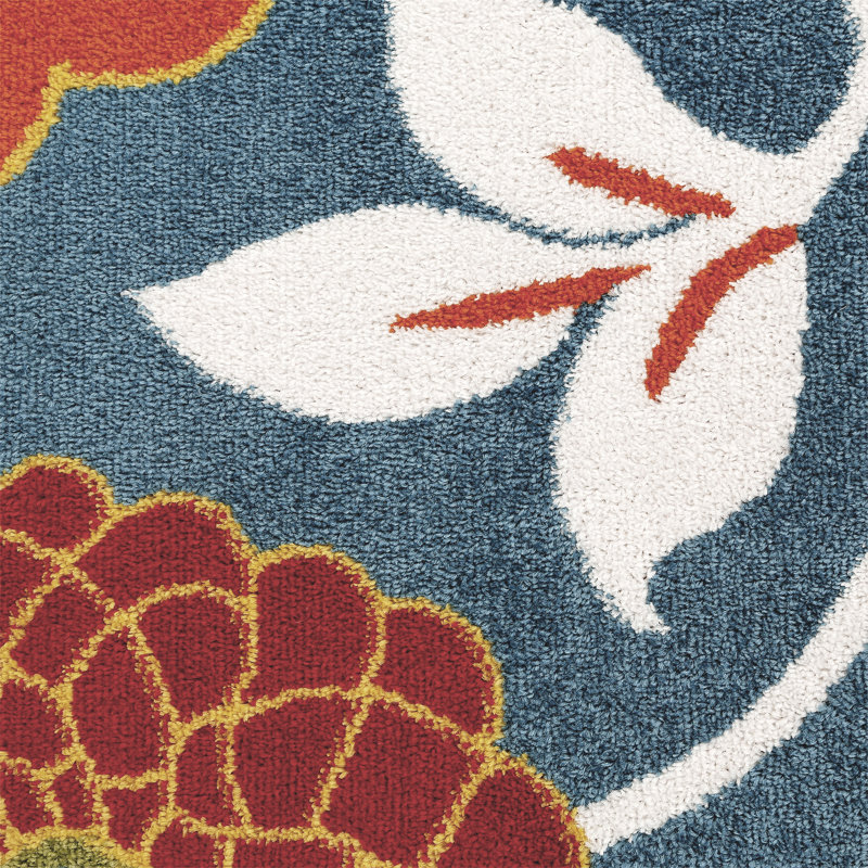 Skadi Blue Kids Floral Playroom Rug, Rectangle 150cm x 210cm
