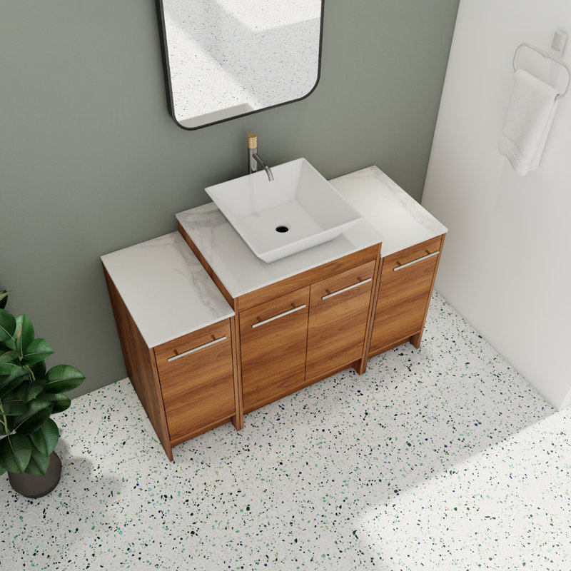 Meuble-lavabo simple 47,67 po avec plateau en pierre frittée Maldwyn