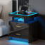Table de chevet moderne avec charge sans fil, ports USB et lumière à détection automatique - Table de chevet intelligente avec tiroirs de rangement-1881987846