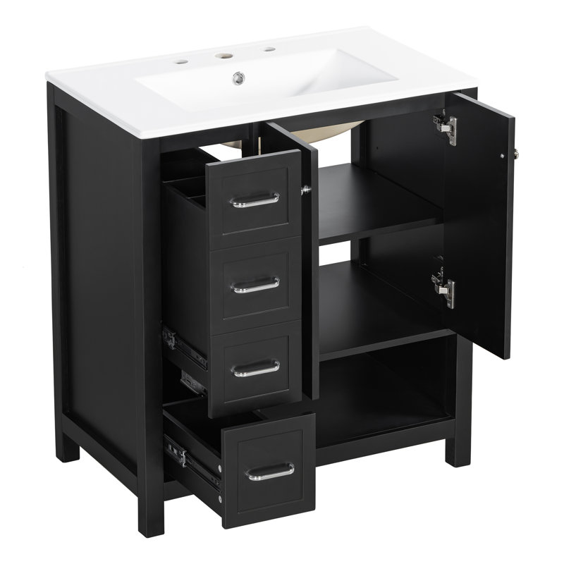 Meuble-lavabo autoportant de style shaker 30 po Modern Artisan, Noir