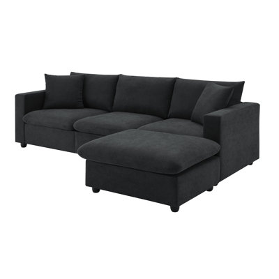 101*66" Sectional With Wide Seat And Cushion Support, 4 Couch Convertible , Stable Iron Frame Throw Pillows For Interior Design