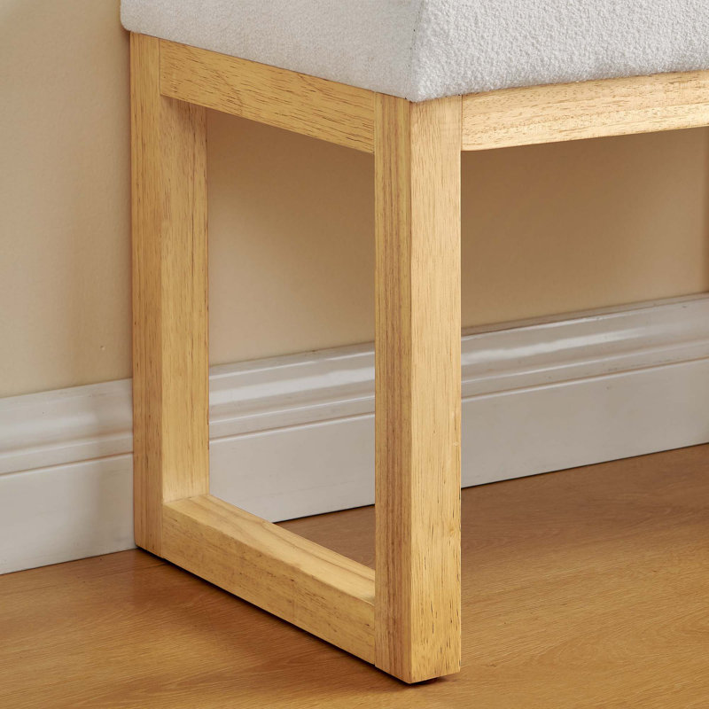 Banc à langer en bois avec assise rembourrée, Beige