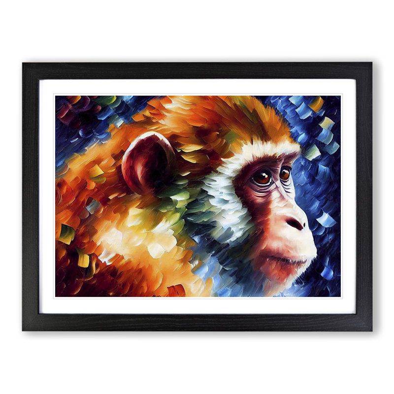 Monkey - Framed Print, Black Framed, 46cm H x 64cm W
