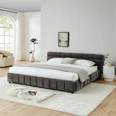 Upholstered Bed Frame With Headboard & Storage Drawers
