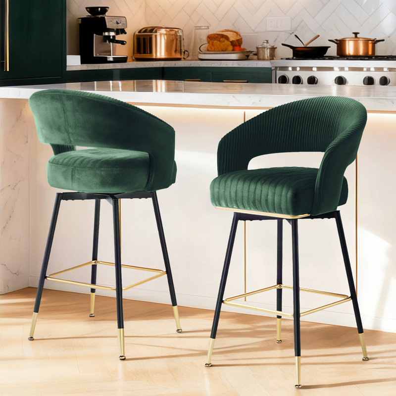 Tabouret de bar rotatif 29,5 po Roellig, Vert