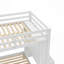 Lit superposé avec lit inférieur démontable et bureau, structure de lits superposés en bois massif avec tablettes intégrées et garde-robe, peut être converti en lit mezzanine-97595927-97595924